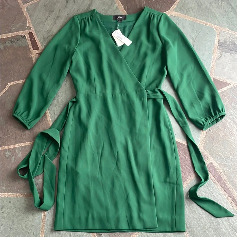 J.Crew Elegant Green Wrap Dress - Picture 1 of 7